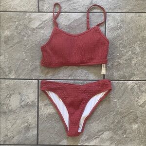 Cupshe Coral Smocked Bikini Set